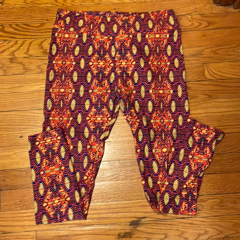 LuLaRoe Leggings - Size Tall & Curvy - Blue and Orange